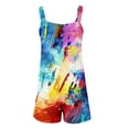 thumbnail image 4 of DDAPJ pyju 2025 Summer Rompers for Women Tie Dye Print Sleeveless Suspenders Short Overalls Loose Casual Wide Leg Jumpsuits Shorts with Pockets Clearance Sale White S, 4 of 5