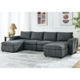 thumbnail image 3 of Williamspace U-Shaped Modular Sectional Sofa 130" Modern Couch Comfy Upholstered Sofa with 2 Reversible Ottoman for Living Room Apartment, Grey, 3 of 7