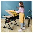 thumbnail image 5 of CintBllTer Adjustable Height Drafting Desk Drawing Table Artist Table Work Station w/ 2 Storage Drawers and Stool for Reading, Writing, Crafting, Painting and Working, Natural, 5 of 8