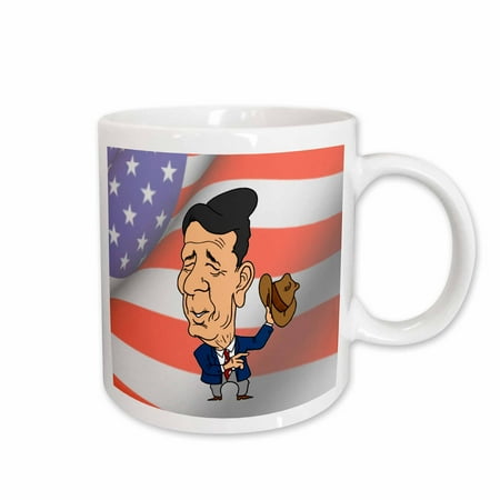

3dRose President Ronald Reagan With American Flag Ceramic Mug 15-ounce