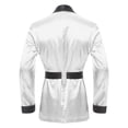 thumbnail image 4 of vastwit Mens Satin Smoking Robe Jacket Long Sleeve Kimono Bathrobe with Belt White M, 4 of 7
