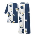 thumbnail image 5 of Jxximdong Pajamas for Women Set Summer Cotton Linen T Shirts Straight Leg Pant Plus Size 2 Piece Set Blue Loungewear S, 5 of 5