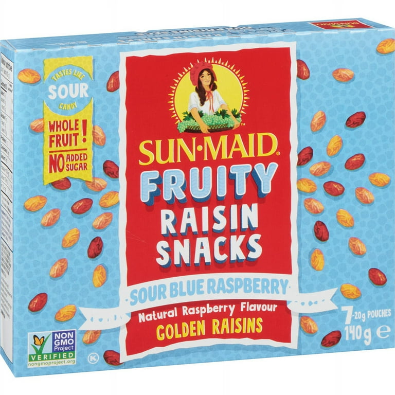 Sun-Maid Fruity Raisin Snacks, Sour Blue Raspberry, 140g/5 oz. Box