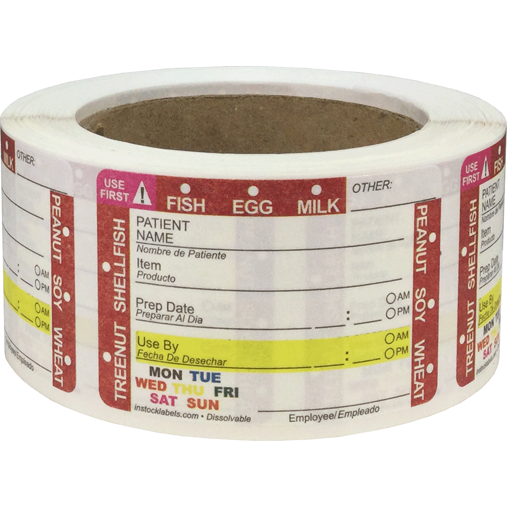 Dissolvable Universal Shelf Life Labels Food Rotation For Hospital