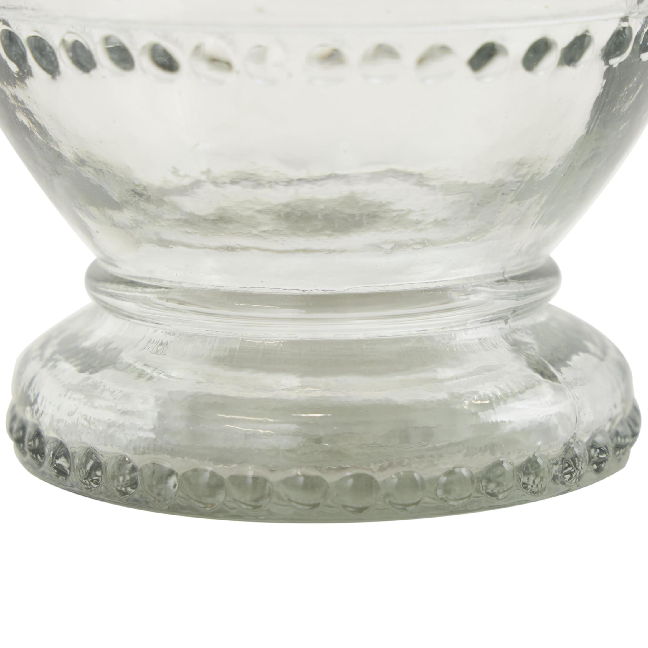 DecMode 8", 7"H Clear Glass Beaded Decorative Jars with Wood Lids, 2-Pieces
