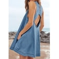 thumbnail image 6 of Women'S Sleeveless Denim Babydoll Summer Casual Cutout Back A-Line Flowy Jean Dress with Pockets Light Blue XL, 6 of 8