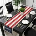 thumbnail image 5 of Navy Blue American Flag Table Runner Cotton Linen 120 Inch Holiday Dresser Scarves, US Flag Wooden Vintage Tablerunner for Kitchen Coffee Dining Bedroom Living Room Dinner Scarf Décor 13''x120'', 5 of 9