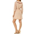 thumbnail image 4 of INSPIRE CHIC Women's Stars Dots Print Turn Down Collar Ruffled 3/4 Sleeve Dress S Beige Red Heart, 4 of 8