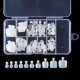 thumbnail image 3 of 100 piezas de uñas postizas cuadradas de cobertura total, uñas postizas acrílicas artificiales blancas naturales para pies, 3 of 4
