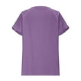 thumbnail image 5 of New trending & for spring GaThRRgYP Womens Summer Tops under $5,Women Ladies Solid Short Sleeve Round Neck Pullover Lace Blouse Purple M, 5 of 8