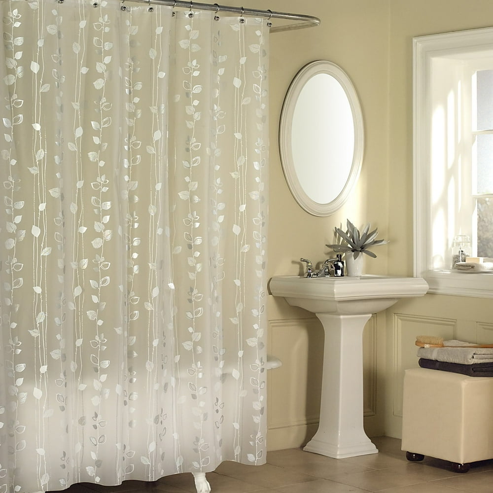 Excell Gray Ivy Pattern Clear Peva Shower Curtain Silver Walmart