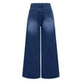 thumbnail image 6 of PXLKNZH Women's Wide Leg Flowy Jeans High Waisted Double Bukle Denim Pants Loose Fit Dressy Casual Pants with Pockets,Blue,M, 6 of 9