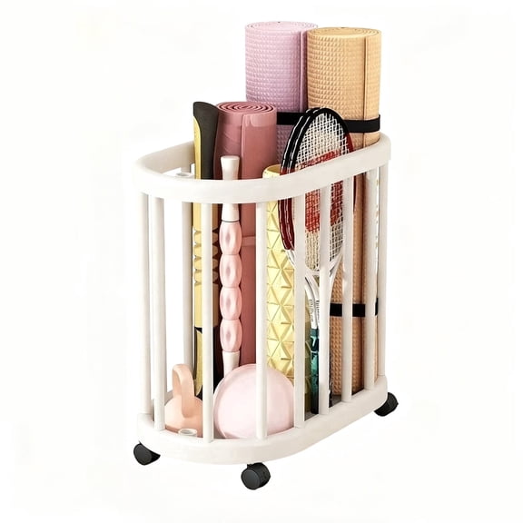 Yoga mat storage rack with 360° omnidirectional wheels,Multi-Purpose Yoga Mat Holder & Foam Roller Rack,Yoga Mat & Foam Roller Organizer Rack