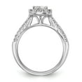 thumbnail image 2 of Solid 14k White Gold Emerald Shape Halo Engagement Ring with CZ Cubic Zirconia Size 5, 2 of 8