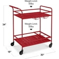 thumbnail image 2 of TYUIOP Rolling Bar Cart, Mobile Home Bar Serving Cart, Serving Station w/ 2 Tier Shelves, Wine Rack, Lockable Wheels - Red, 2 of 10
