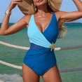thumbnail image 4 of YueHuiYing Women's Push Up Wrap Front Swimsuit One Piece Tummy Control Bathing Suits Bandeau Support Swimwear, 4 of 7