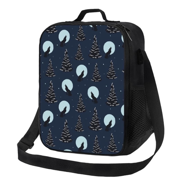 Fotbe Night Forest Wolf Lonchera Bolsa de Almuerzo para Hombres y Mujeres, Lonchera de Gran Capacidad, Bolsa de Almuerzo Reutilizable, Bolsa Térmica Aislante