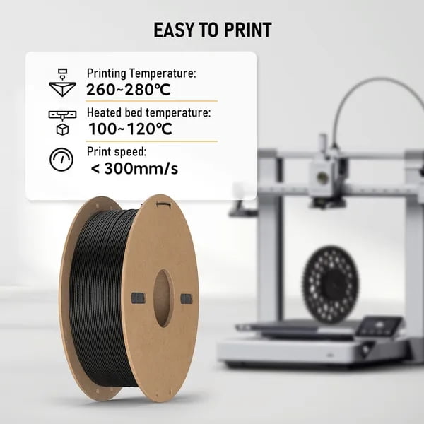 ASA-CF 3D Printer Filament, 15% Carbon Fiber Reinforced, High Strength UV & Weather Resistant Functional Printing Material Compatible with Most FDM 3D Printers