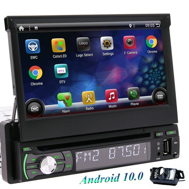 7 Inch Flip Out Touch Screen Single Din Android 10 0 Car Stereo Gps Navigation Dvd Player Radio With Wifi Bluetooth Am Fm Receiver Support Mirror Link