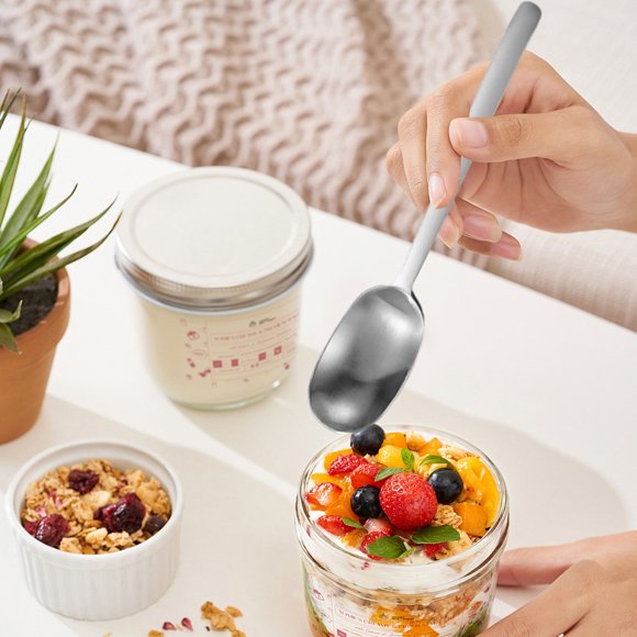 Cuchara De Café De Acero Inoxidable, Agitador De Té Helado Con Mango Largo, Cuchara De Postre Resistente, Utensilio Confiable Apto Para Lavavajillas Para Bebidas Y Dulces, Color Plata