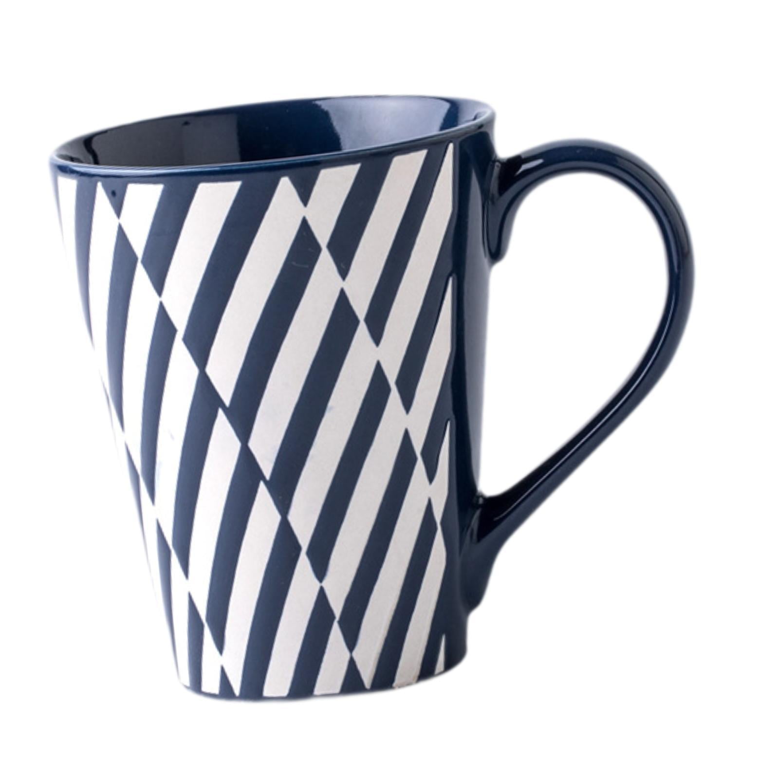 TISHITA Coffee Cup Hot Chocolate Mug, 450ml Embossed Espresso Mug Cappuccino Cup Porcelain Mug for Yogurt Milk Coffee Breakfast Water zebra crossing