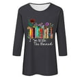 thumbnail image 4 of Womens 3/4 Sleeve Tops and Blouses Round Neck Graphic T- Shirts Casual Cotton Tunic Tee Sping Fall Clothes (Dark Gray M), 4 of 4