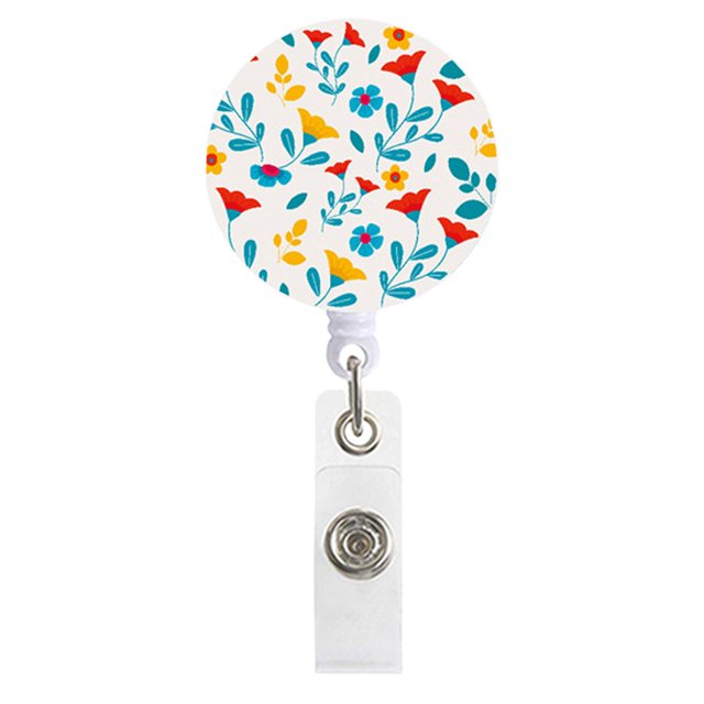 Clip Rotatif Floral Porte-Badge Rétractable pour Enseignants et Étudiants Clip de Carte d'Identité Réglable avec Ressort