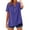 Dark Blue, variant on Cotton T Shirts for Women Short Sleeve Women's Short Sleeve T-Shirt Loose Button Shirt Tops Stand Solid Color Sleeve Collar Casual Women's Shirt