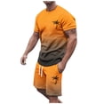 thumbnail image 1 of Men's Suits Casual Summer Tracksuit for Men Plus Size Short Sleeve O Neck Athletic Set with Color Block Drawstring Waist, 1 of 5