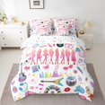 thumbnail image 2 of Manfei Musical Lover Slihouette 7pcs Bedding Comforter Set,Girls Electric Guitar Queen Bedding Sets,Pink Bowknot Butterflies Queen Sheet Sets For Princess,Luxury Bedroom Decor Reversible, 2 of 8
