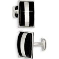 thumbnail image 1 of 925 Sterling Silver Mother Of Pearl & Onyx Cuff Links, 1 of 2