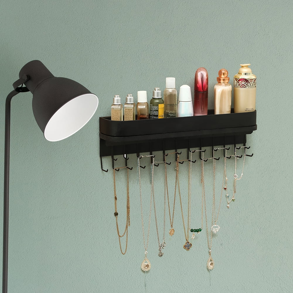 Kepooman Jewelry Organizer, Wall Mounted Rotating Jewelry Holder Hanging Storage Display With 25 Hooks for Necklaces Bracelet Earring Ring, Black Kepooman Jewelry Organizer, Wall Mounted Rotating Jewelry Holder Hanging Storage Display With 25 Hooks for Necklaces Bracelet Earring Ring, Black