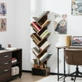 thumbnail image 5 of Costway 10-tier Tree Bookshelf with Drawer Free-standing Storage Bookcase Rustic Brown, 5 of 10