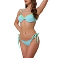 thumbnail image 4 of Conjuntos de bikini de color contrastante para mujeres INSPIRE CHIC de 2 piezas, parte superior de tirantes espagueti y parte inferior triangular, trajes de baño en azul cielo medio-verde claro, 4 of 5