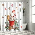 thumbnail image 5 of Christmas Shower Curtain Gingerbread Candy Cane Shower Curtains for Bathroom Decor Xmas Ball for Christmas Decoration Bath Curtains Sets with Hooks Waterproof 72" W x 72" L, 5 of 6