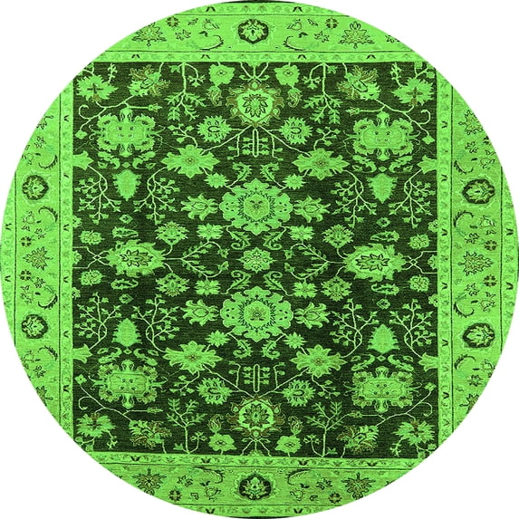 Ahgly Company Indoor Round Oriental Green Traditional Area Rugs, 5' Round