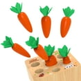 thumbnail image 6 of Montessori Toys for 1 2 3 Year Old Toddlers, Carrot Harvest Game Wooden Toy for 12 18 Months Baby Boys and Girls, Educational Learning Shape Sorting Matching Easter Gifts for Babies 1-3, 6 of 6