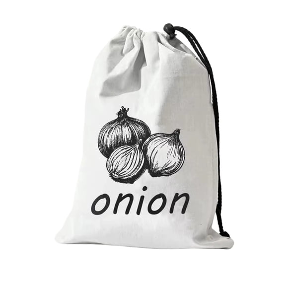 Reusable Canvas Grocery Shopping Bag, Household Drawstring Storage Pouch, Eco-Friendly Non-Woven Vegetable Bag for Kitchen Storage, b