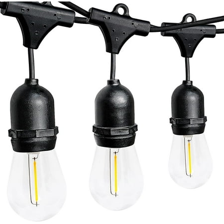 

Extendable 48FT S14 Outdoor String Lights (Commercial Grade & Super Bright & Weatherproof) 15 Shatterproof S14 Bulbs Edison Vintage Style Outdoor Patio Lights for Party Backyard Bistro