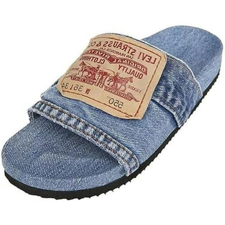 

Womens Soft Open Toe Slip on Flat Slide Sandals-light blue-2X-Large