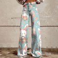 thumbnail image 2 of YUANGUANST Wide Leg Pants Woman Women's Easter Bunny Egg Print Plus Size Wide Leg Pants Office Slacks, 2 of 4