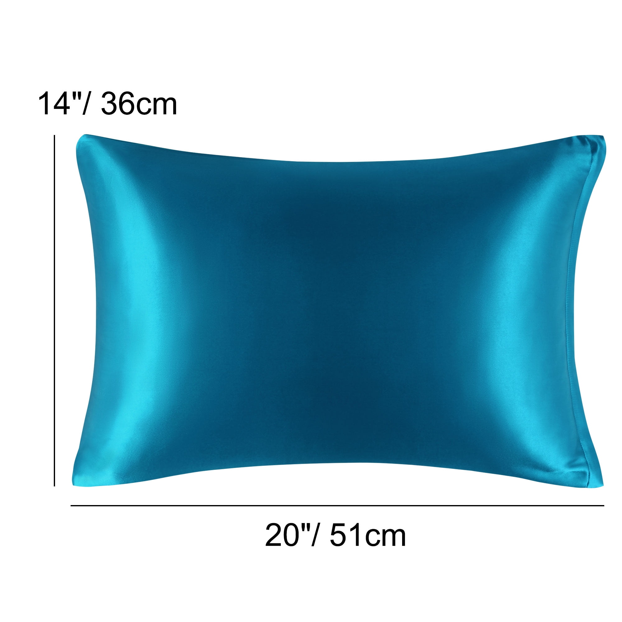 Unique Bargains Satin Set of 2 Zipper Closure Pillowcases Peacock Blue 14"x20"