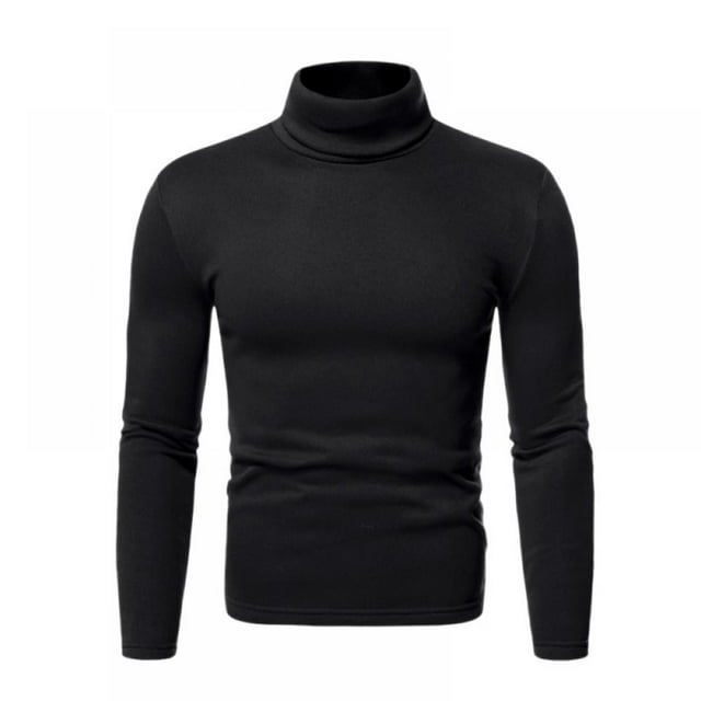 Chandail en Molleton Ajusté pour Hommes à Col Roulé Doux, Couche de Base, Manches Longues, T-Shirt Thermique, Chandail à Col Montant