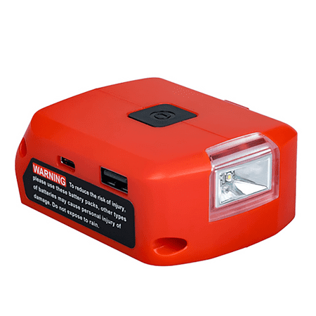 

Mingsci for Milwaukee 18v Battery Adapter Power Source USB Charger with 1 USB-C and 1 USB & DC Port & LED Work Light