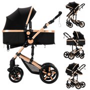 Nymph ZC Sports High Landscape Pram,2 in 1 Foldable Baby Stroller,Magnesium Alloy Frame,Black Gold
