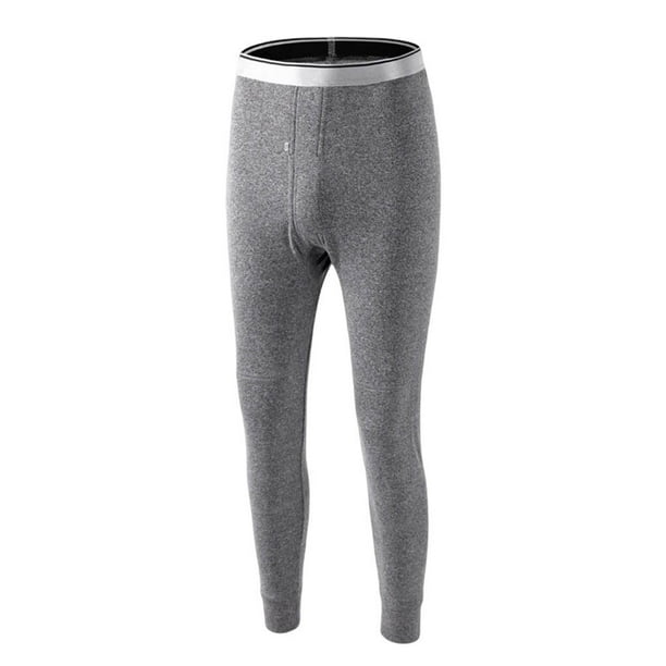 Langgg Men Thermal Leggings Outdoor Body Warming Leggings Male Warmer  Underwear Elastic Simple Color Man Warm Pants Clothing Accessory Gray