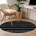 thumbnail image 5 of 3ft Washable Round Rug, Geometric Black Non-Slip Circle Area Rug for Bedroom Bedside, Ethnic Stripes Soft Indoor Floor Mat for Home Decor, 5 of 9