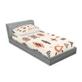 thumbnail image 2 of Ambesonne Tribal Fitted Sheet & Pillow Sham Set, Native American Culture Sign, Twinxl, Orange and Brown, 2 of 2