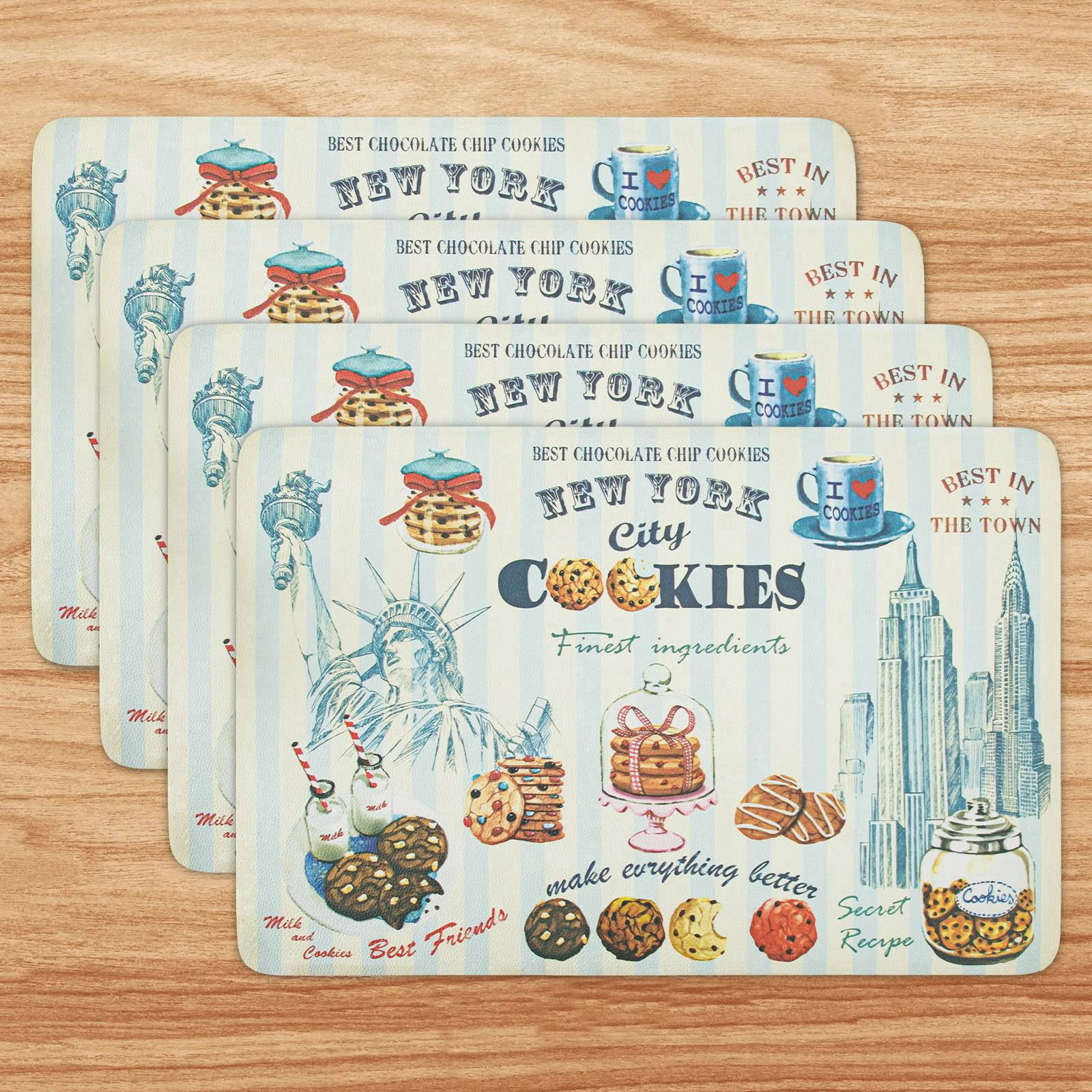 RAY STAR Placemats Set of 4, Vinyl Washable Wipeable Place Mats-12inx18in, Heat Resistant Waterproof Place Mat