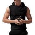 thumbnail image 2 of VBTAPA Men's Workout Hooded Tank Tops Bodybuilding Muscle Cut Off T Shirt Sleeveless Gym Hoodies with Kangaroo Pocket Black XL, 2 of 8